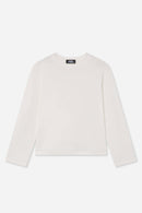 T-Shirt Blanc À Manches Longues En Coton