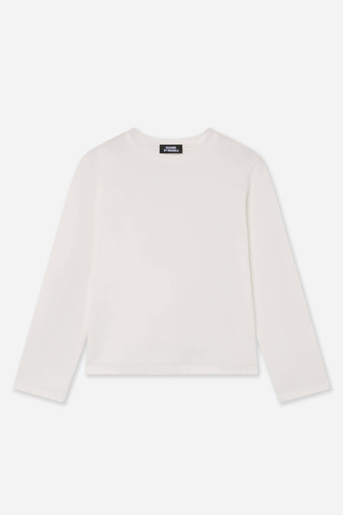 T-Shirt Blanc À Manches Longues En Coton