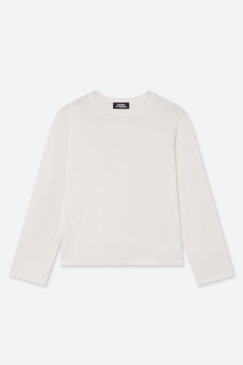 T-Shirt Blanc À Manches Longues En Coton