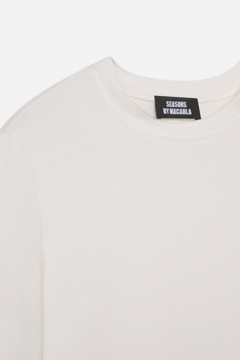 T-Shirt Blanc À Manches Longues En Coton