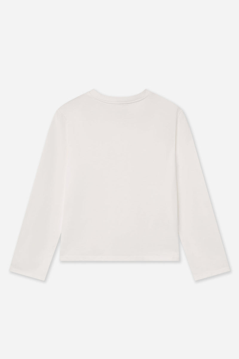 T-Shirt Blanc À Manches Longues En Coton