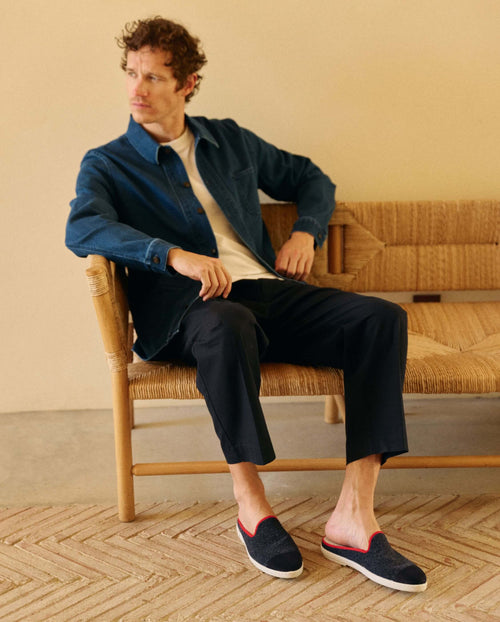 Mule Aime - Laine Marine Rouge - Homme