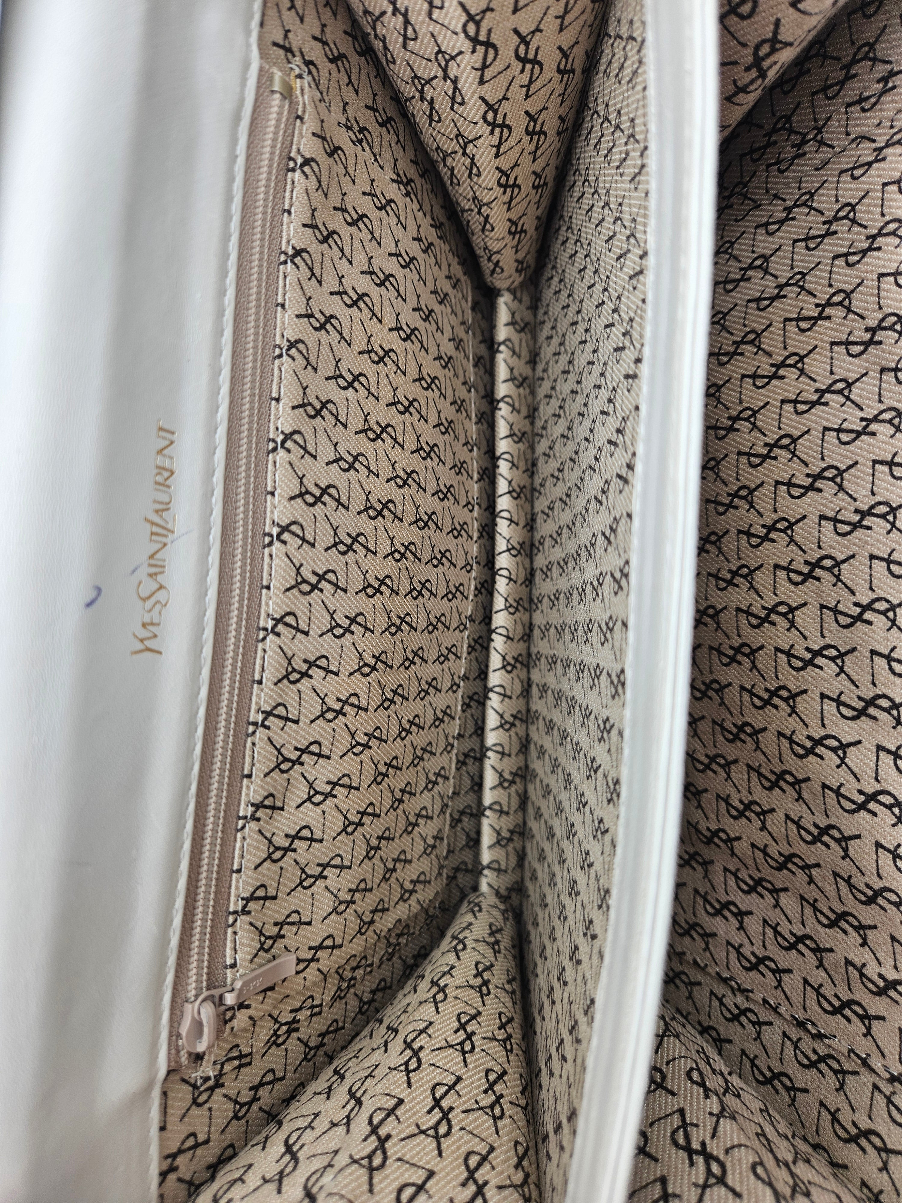 White Vintage Yves Saint Laurent Crossbody Bag