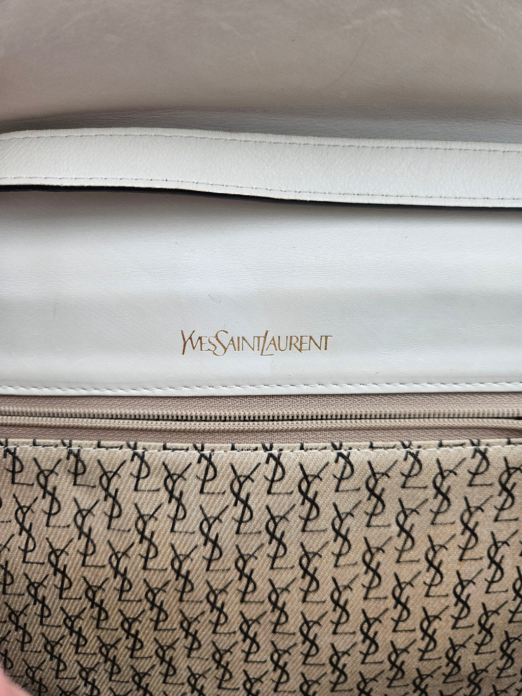 White Vintage Yves Saint Laurent Crossbody Bag