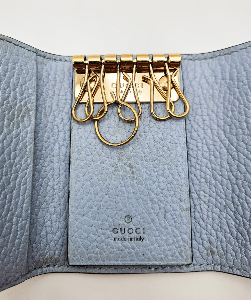 Gg Marmont Pastel Blue Leather Key Ring