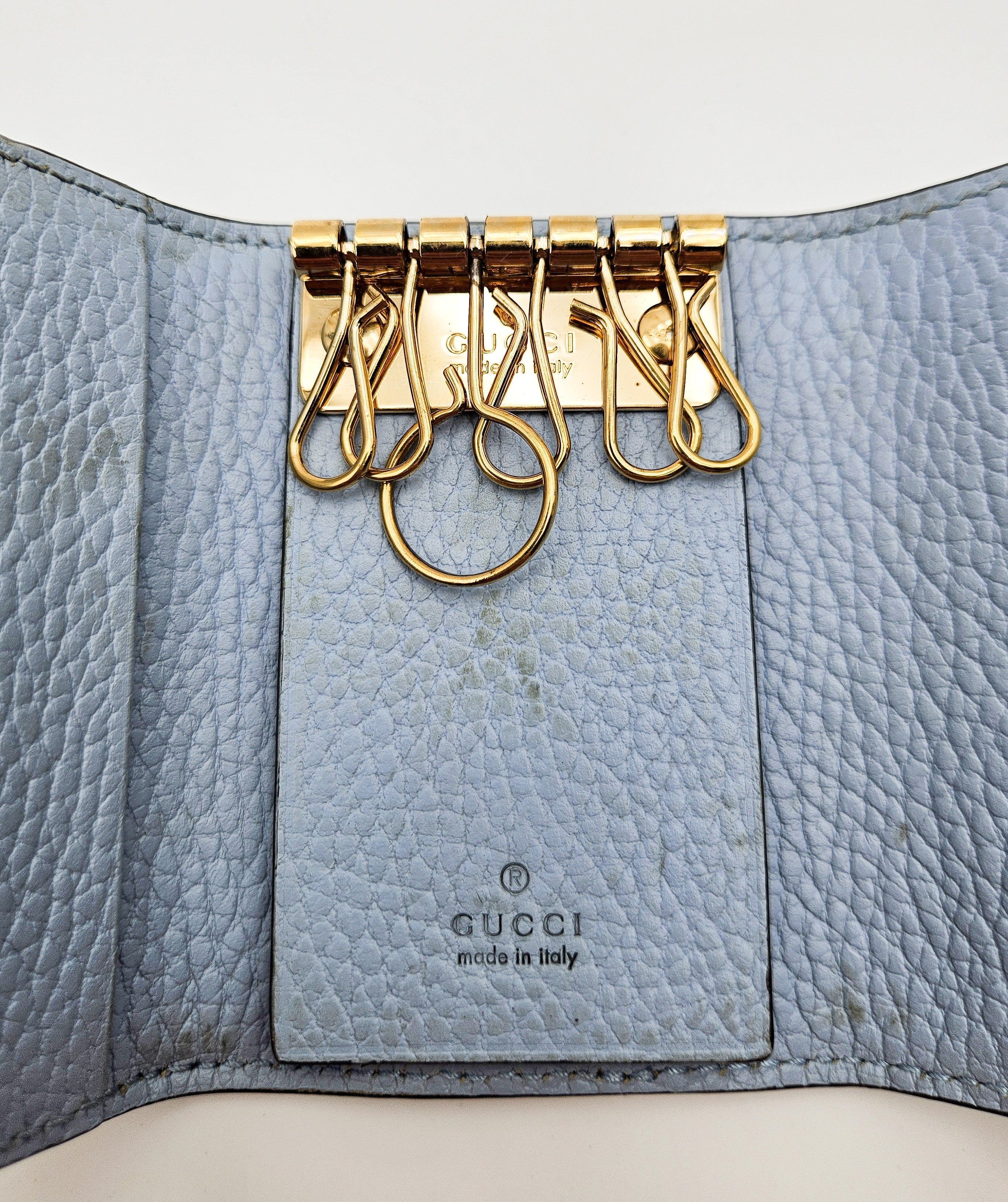 Gg Marmont Pastel Blue Leather Key Ring