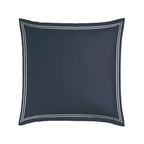 Biarritz - Set De 2 Taies D'Oreiller - Satin De Coton - Blanc / Bleu Fonce