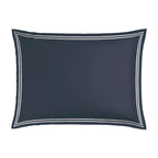 Biarritz - Set De 2 Taies D'Oreiller - Satin De Coton - Blanc / Bleu Fonce