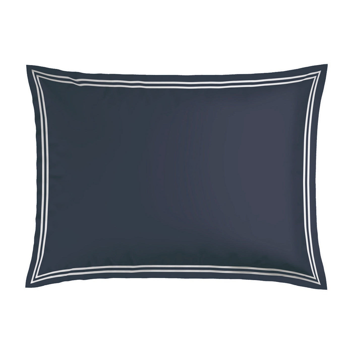 Biarritz - Set De 2 Taies D'Oreiller - Satin De Coton - Blanc / Bleu Fonce
