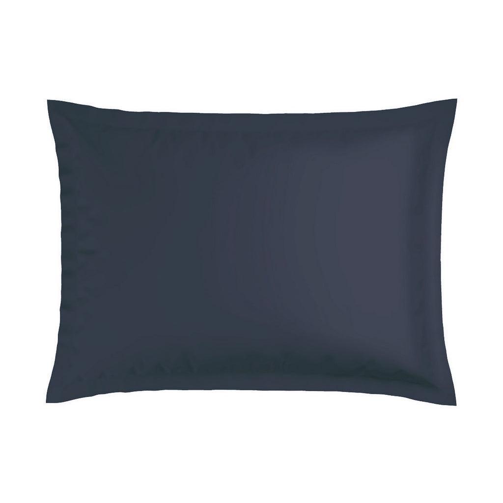 Biarritz - Set De 2 Taies D'Oreiller - Satin De Coton - Blanc / Bleu Fonce