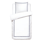 Biarritz - Housse De Couette + 1 Ou 2 Taie(S) D'Oreiller - Satin De Coton - Bleu Fonce / Blanc