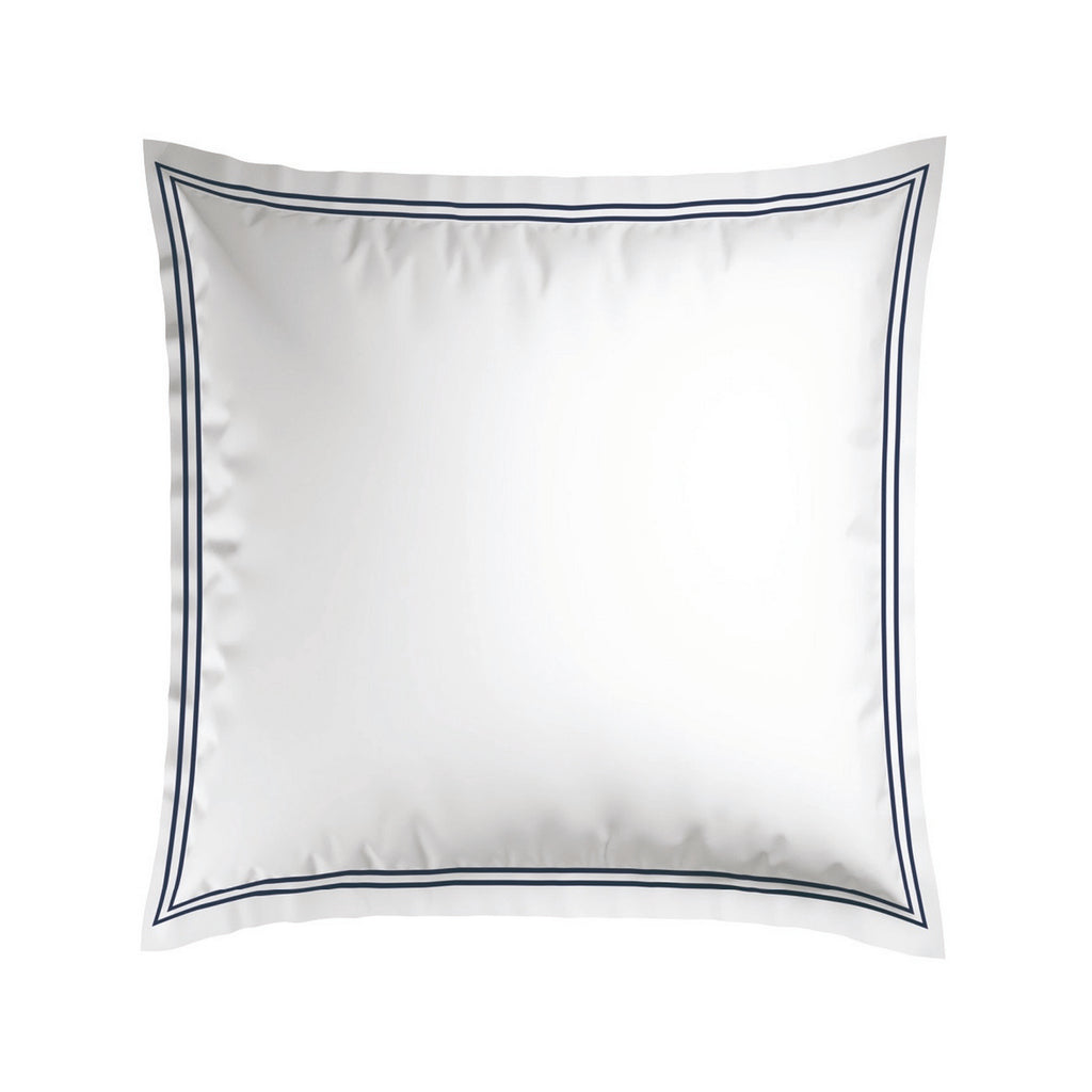 Biarritz - Set De 2 Taies D'Oreiller - Satin De Coton - Bleu Fonce / Blanc