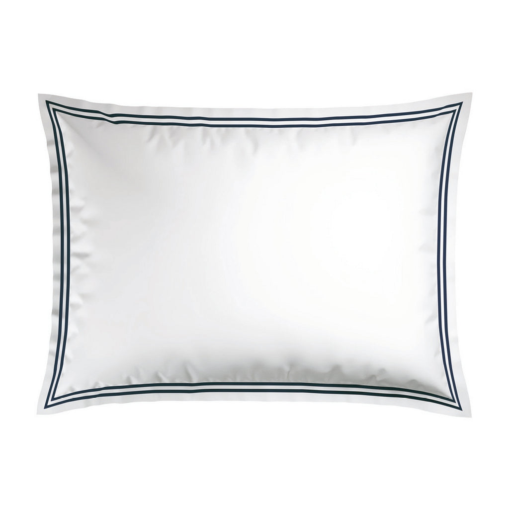 Biarritz - Set De 2 Taies D'Oreiller - Satin De Coton - Bleu Fonce / Blanc