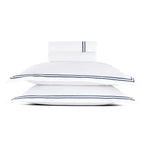 Biarritz - Ensemble De Draps - Satin De Coton - Bleu Fonce / Blanc