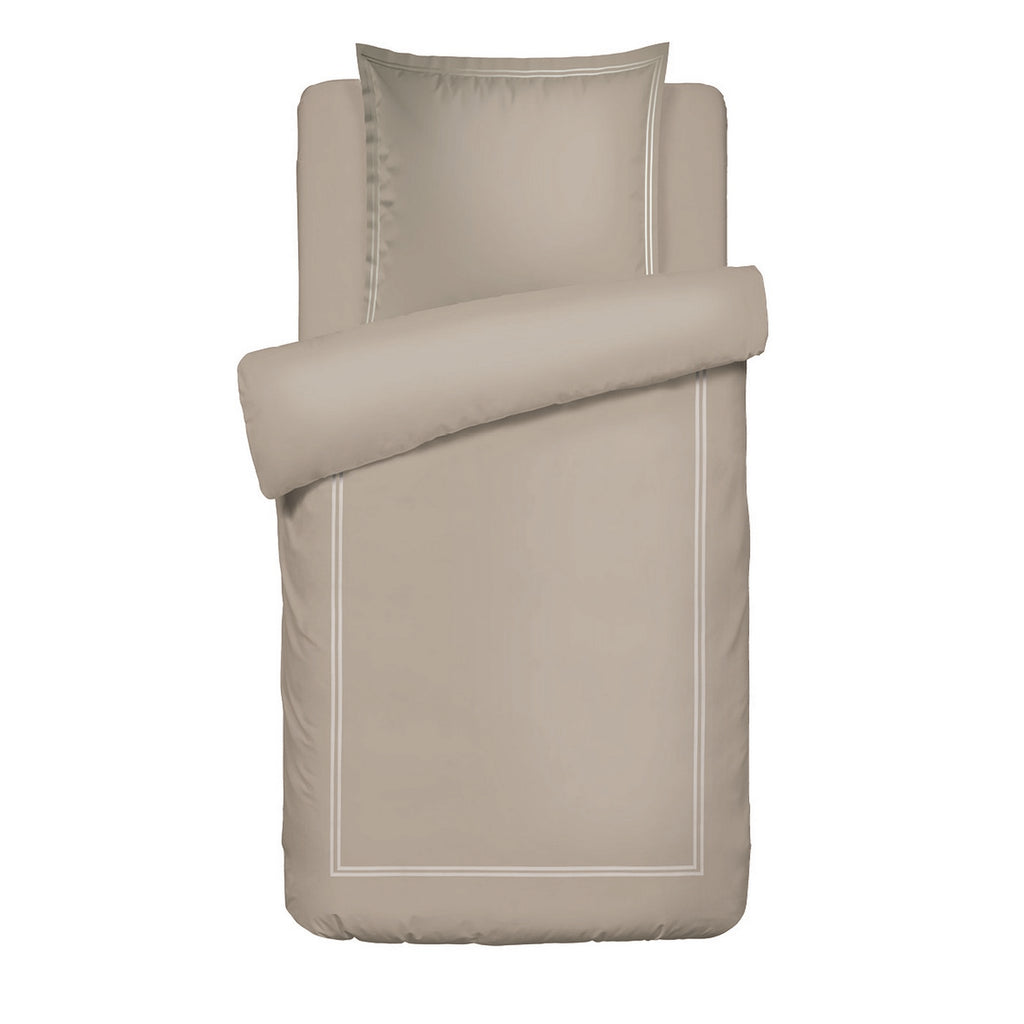 Biarritz - Housse De Couette + 1 Ou 2 Taie(S) D'Oreiller - Satin De Coton - Taupe / Taupe