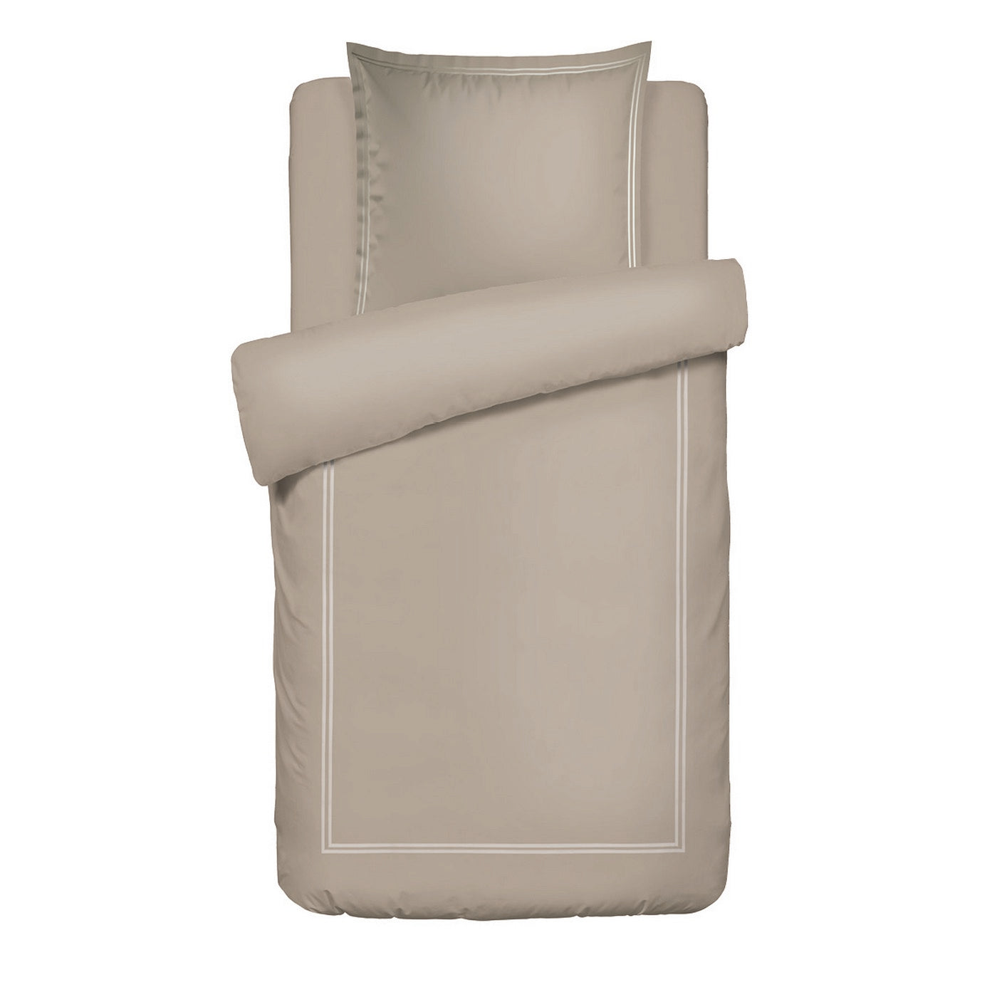 Biarritz - Housse De Couette + 1 Ou 2 Taie(S) D'Oreiller - Satin De Coton - Taupe / Taupe