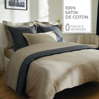 Biarritz - Set De 2 Taies D'Oreiller - Satin De Coton - Taupe / Taupe