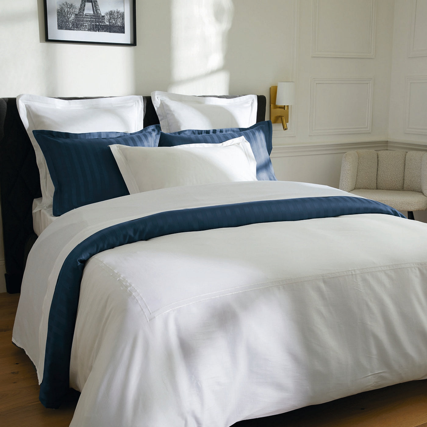 Biarritz - Set De 2 Taies D'Oreiller - Satin De Coton - Blanc / Blanc