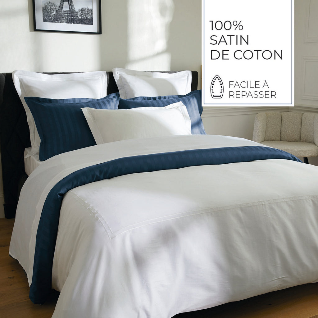 Biarritz - Set De 2 Taies D'Oreiller - Satin De Coton - Blanc / Blanc