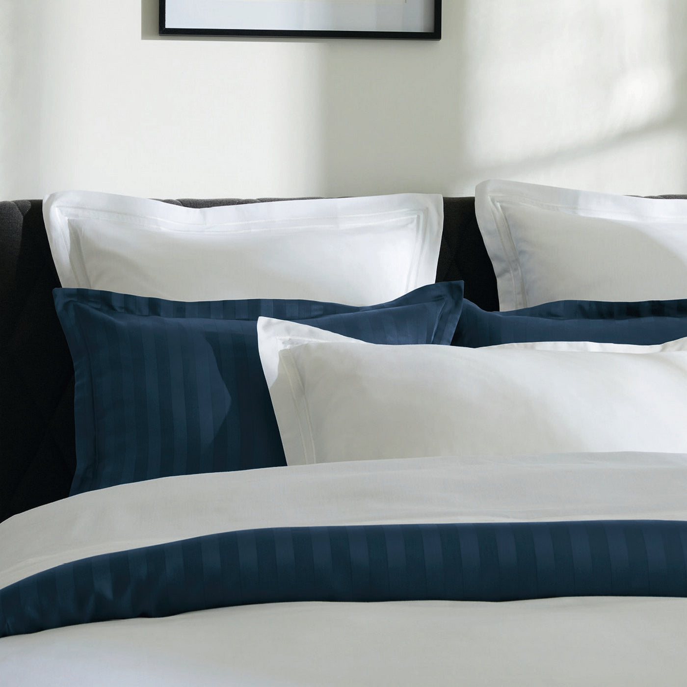 Biarritz - Set De 2 Taies D'Oreiller - Satin De Coton - Blanc / Blanc