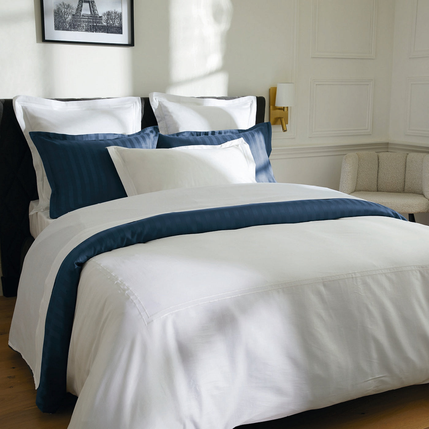 Biarritz - Set De 2 Taies D'Oreiller - Satin De Coton - Blanc / Blanc