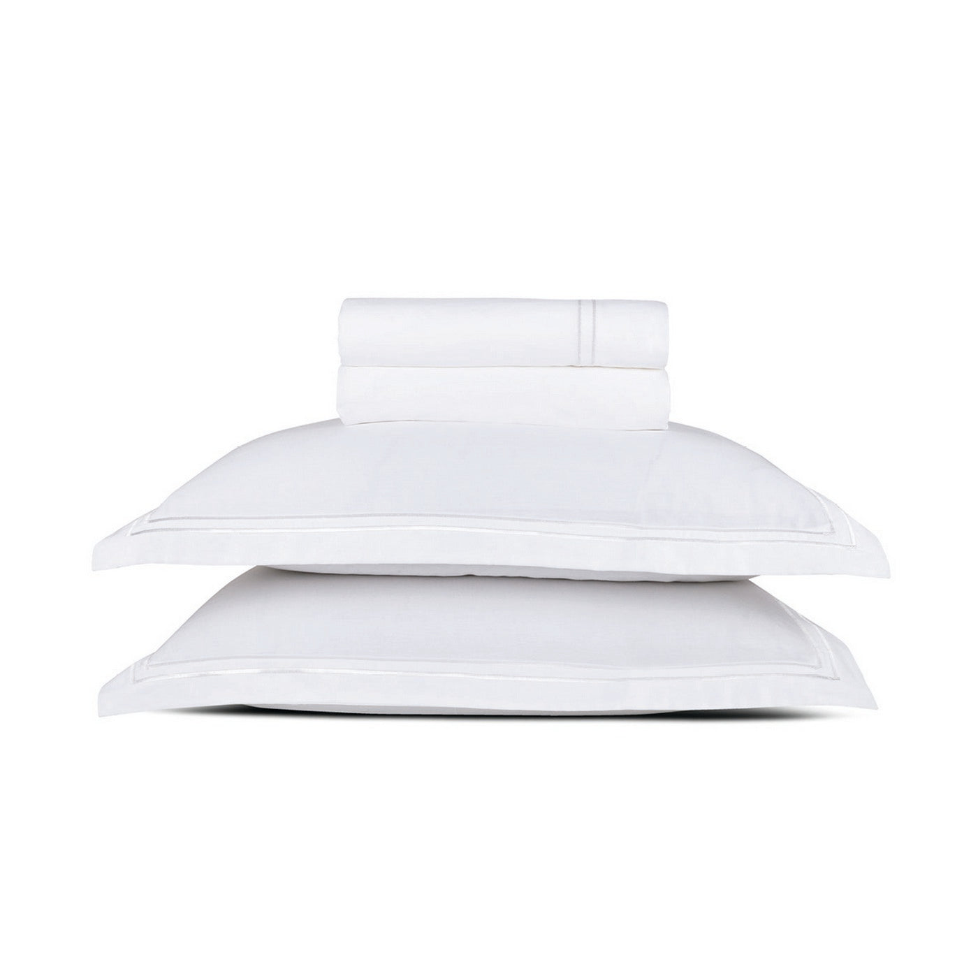 Biarritz - Ensemble De Draps - Satin De Coton - Blanc / Blanc
