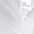 Biarritz - Ensemble De Draps - Satin De Coton - Blanc / Blanc