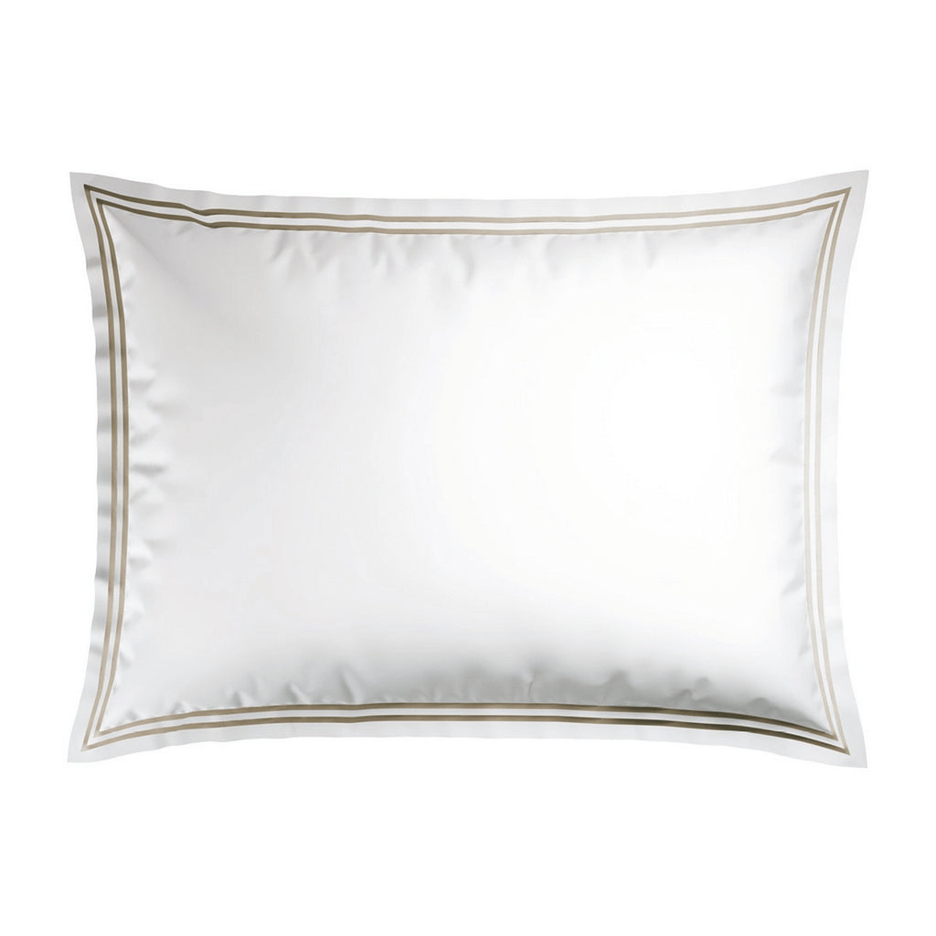 Biarritz - Set De 2 Taies D'Oreiller - Satin De Coton - Taupe / Blanc