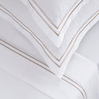 Biarritz - Ensemble De Draps - Satin De Coton - Taupe / Blanc