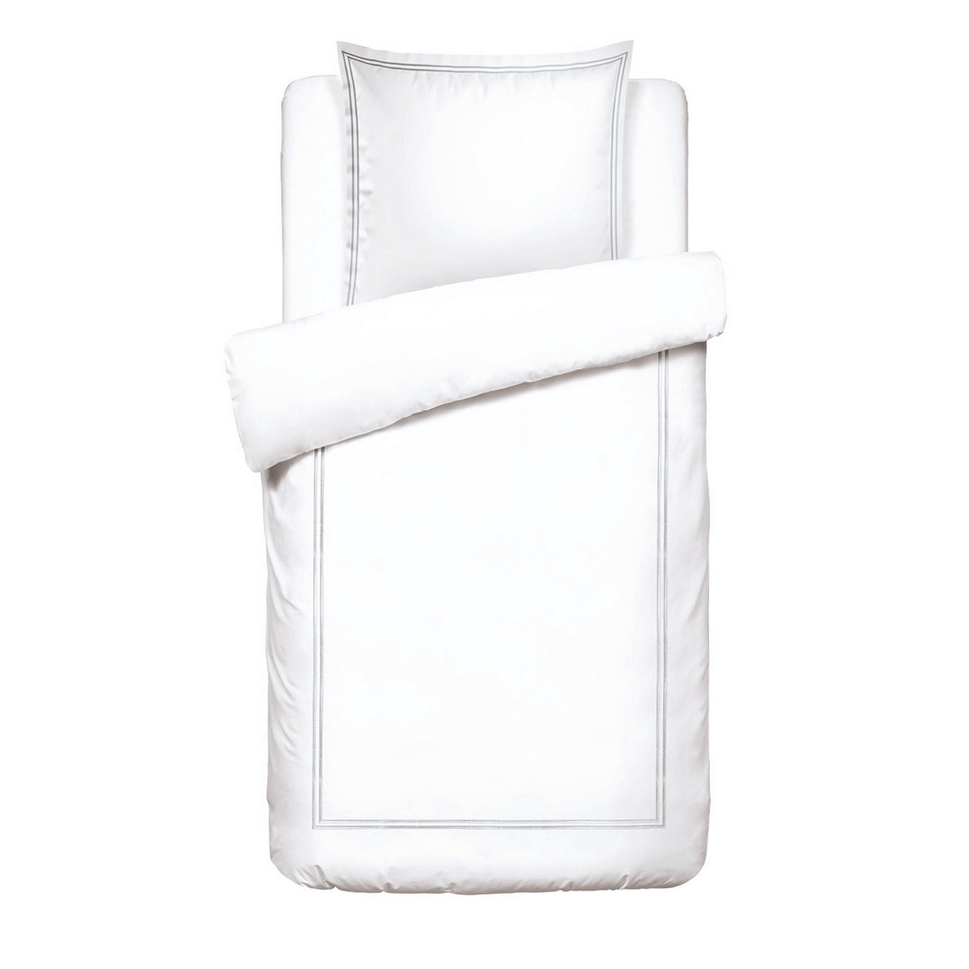 Biarritz - Housse De Couette + 1 Ou 2 Taie(S) D'Oreiller - Satin De Coton - Grey / Blanc