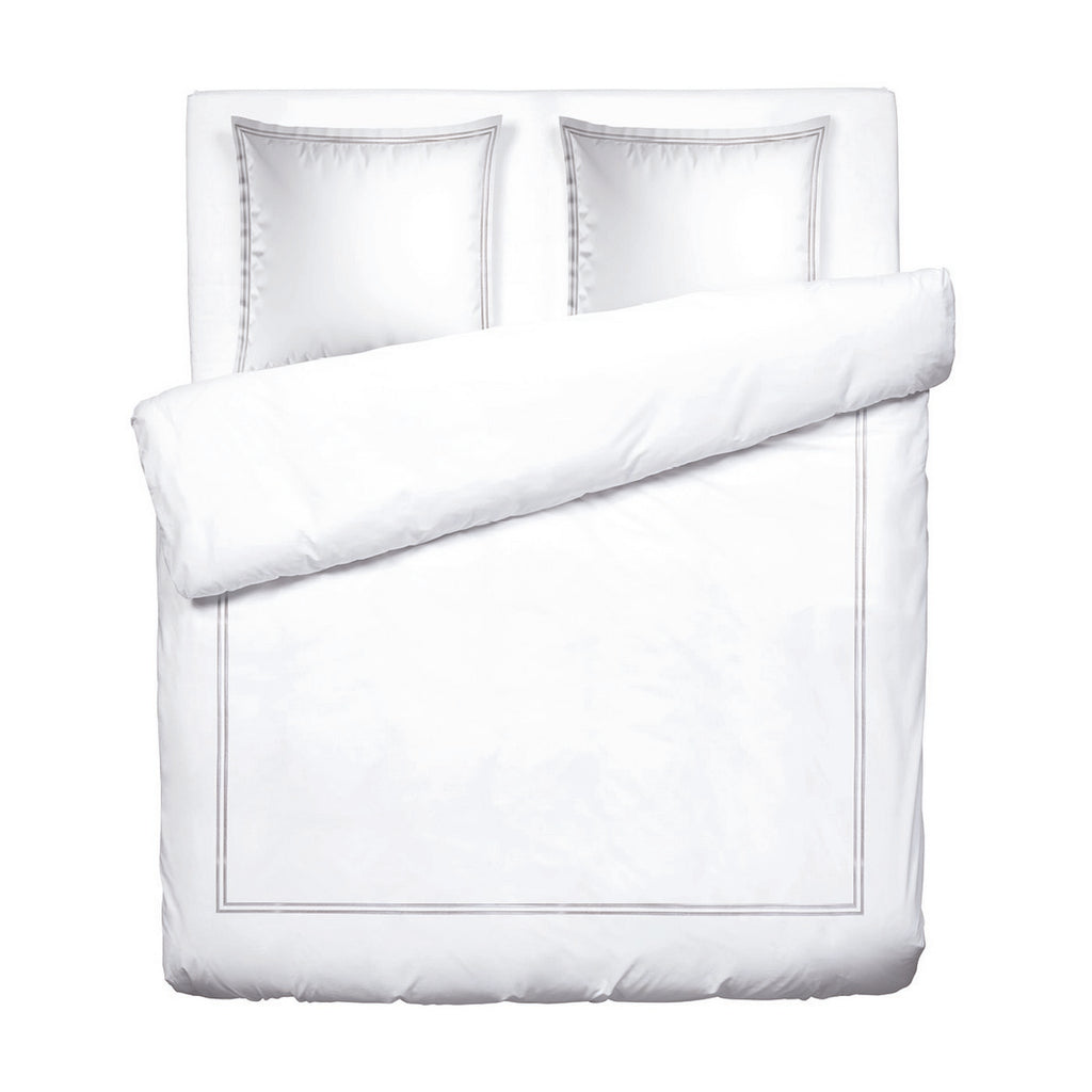 Biarritz - Housse De Couette + 1 Ou 2 Taie(S) D'Oreiller - Satin De Coton - Grey / Blanc