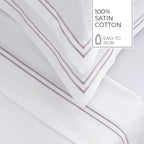 Biarritz - Ensemble De Draps - Satin De Coton - Grey / Blanc