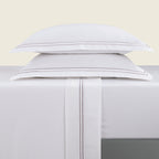Biarritz - Ensemble De Draps - Satin De Coton - Grey / Blanc