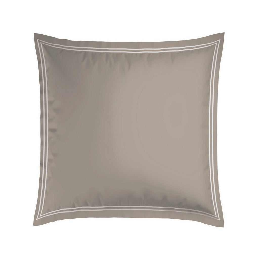 Biarritz - Set De 2 Taies D'Oreiller - Satin De Coton - Blanc / Taupe