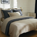 Biarritz - Set De 2 Taies D'Oreiller - Satin De Coton - Blanc / Taupe