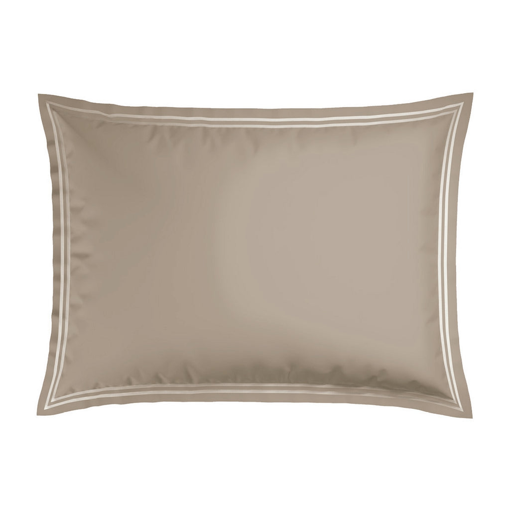 Biarritz - Set De 2 Taies D'Oreiller - Satin De Coton - Blanc / Taupe