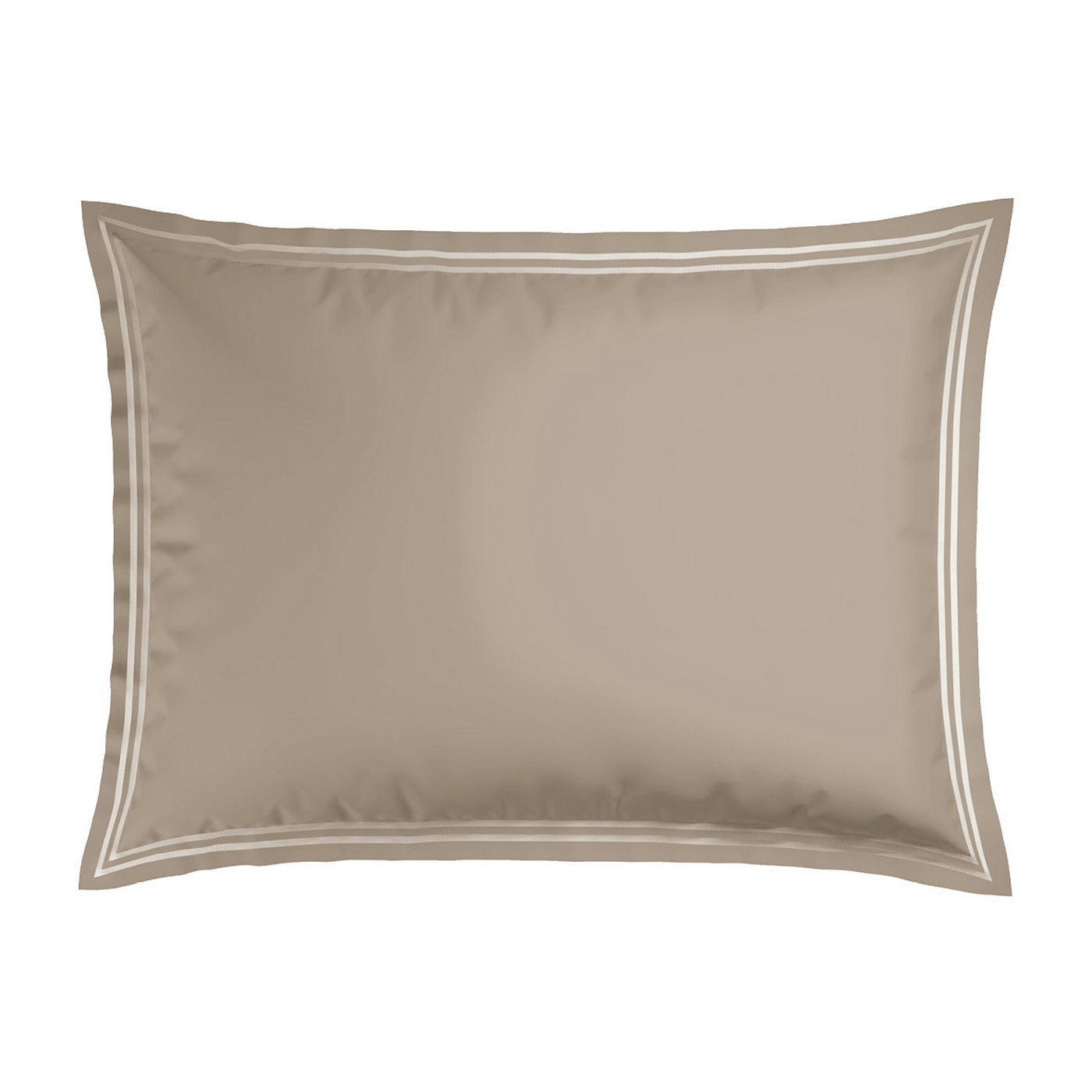 Biarritz - Set De 2 Taies D'Oreiller - Satin De Coton - Blanc / Taupe