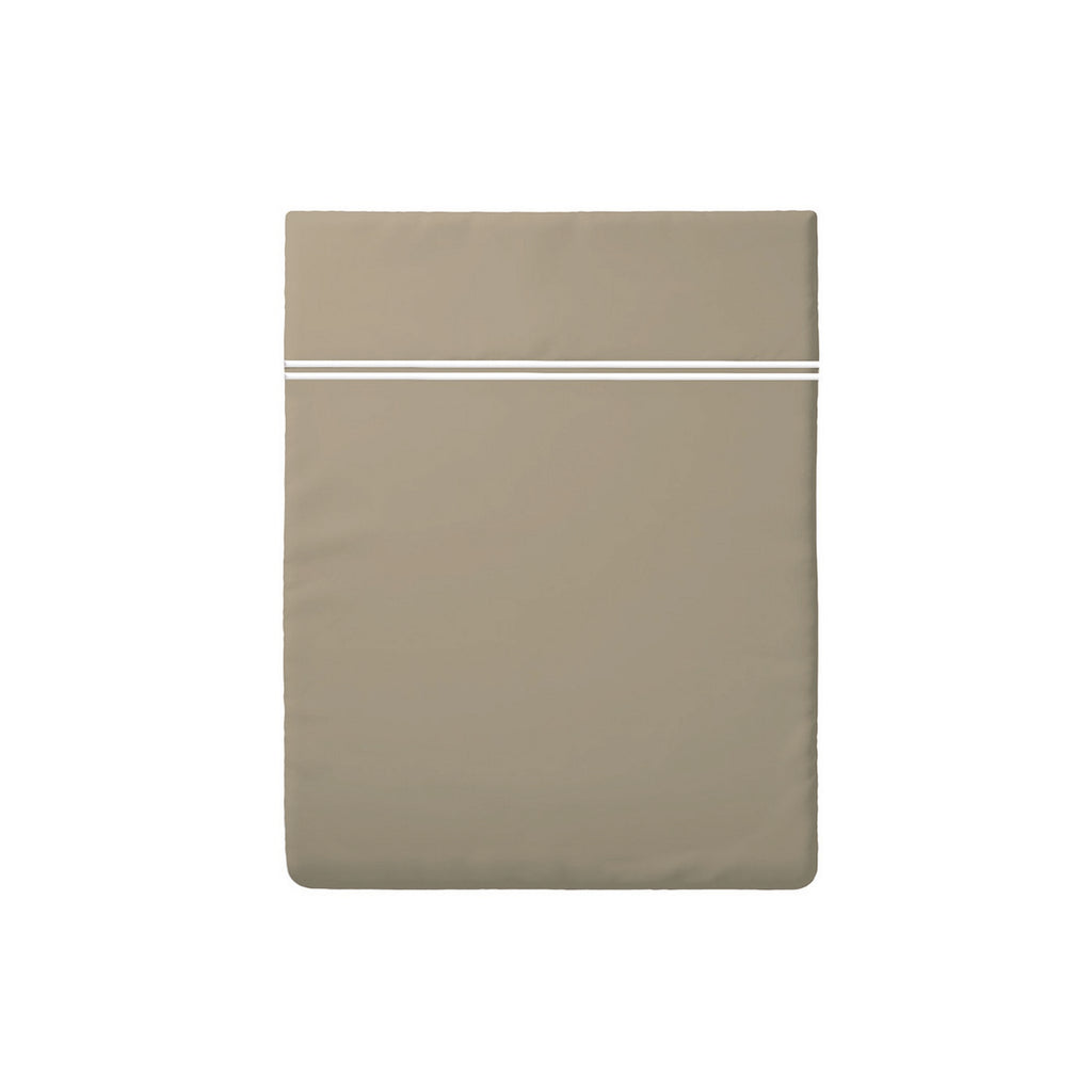 Biarritz - Drap Plat - Satin De Coton - Blanc / Taupe