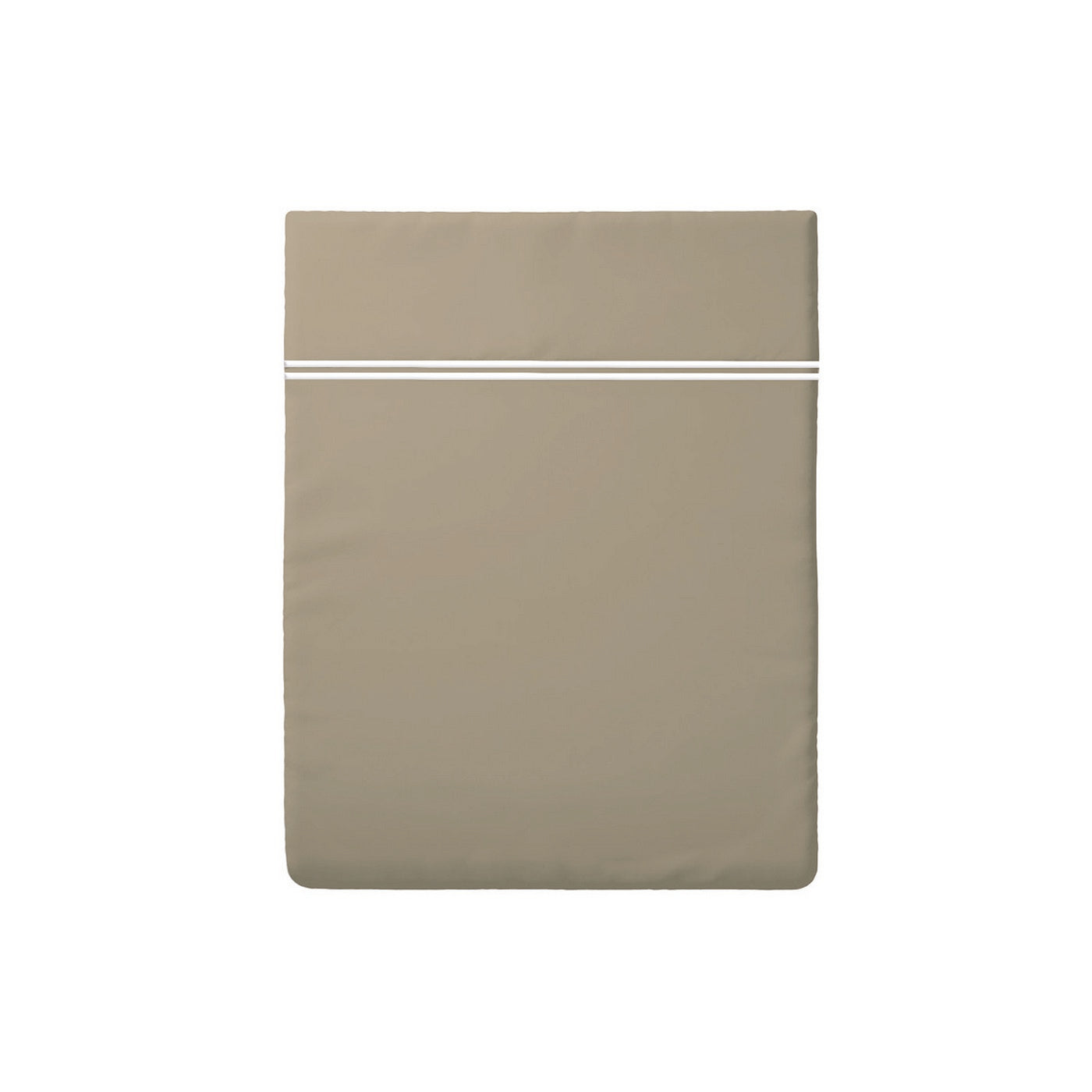Biarritz - Drap Plat - Satin De Coton - Blanc / Taupe
