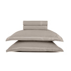 Biarritz - Ensemble De Draps - Satin De Coton - Blanc / Taupe