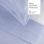 Grenoble - Housse De Couette + 1 Ou 2 Taie(S) D'Oreiller Coton Percale - Bleu Clair