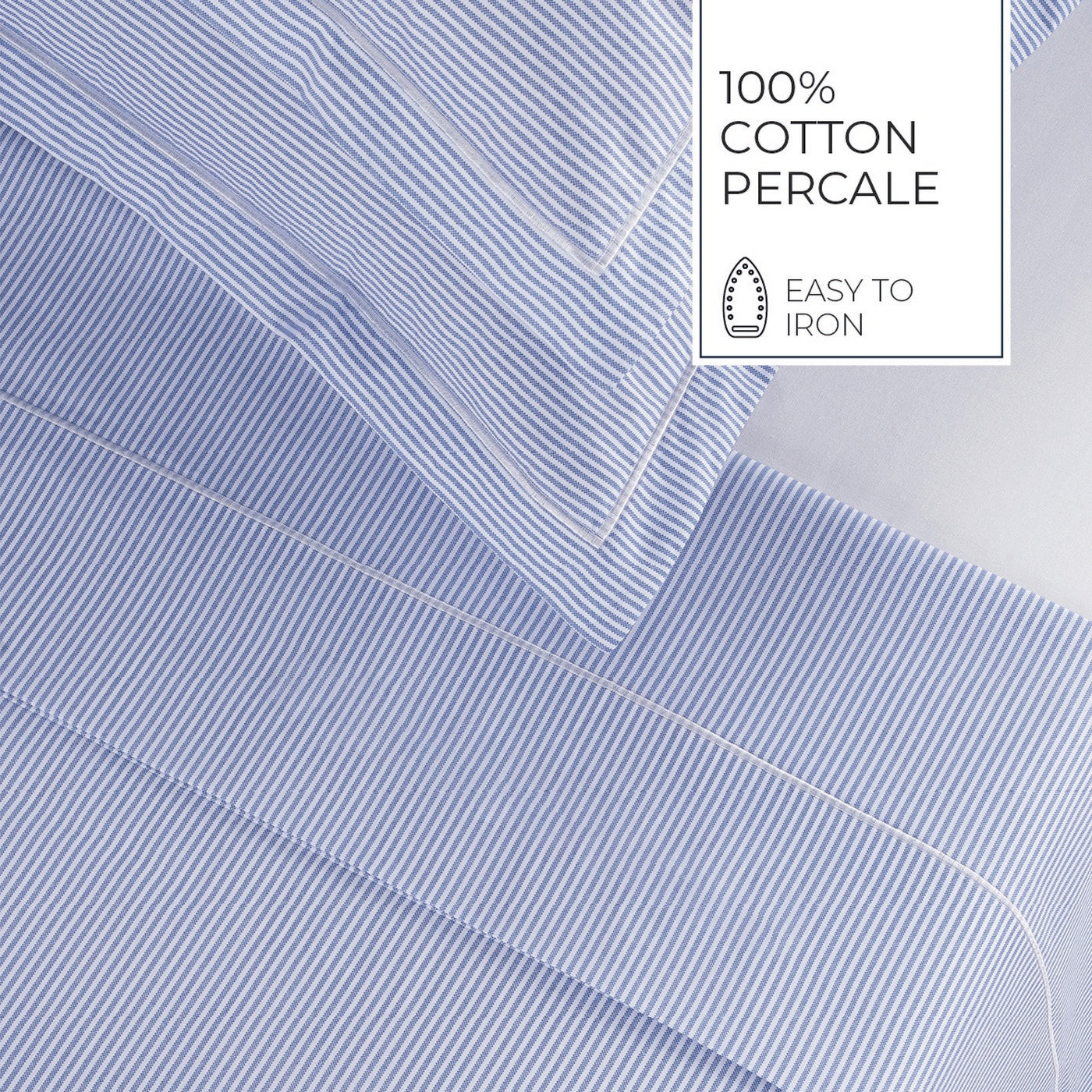 Grenoble - Housse De Couette + 1 Ou 2 Taie(S) D'Oreiller Coton Percale - Bleu Clair