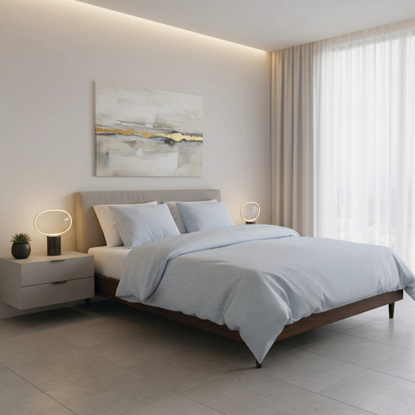 Grenoble - Set De 2 Taies D'Oreiller Coton Percale - Bleu Clair
