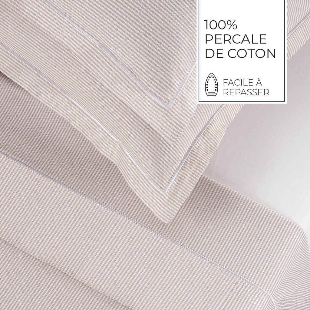 Grenoble - Housse De Couette + 1 Ou 2 Taie(S) D'Oreiller Coton Percale - Taupe