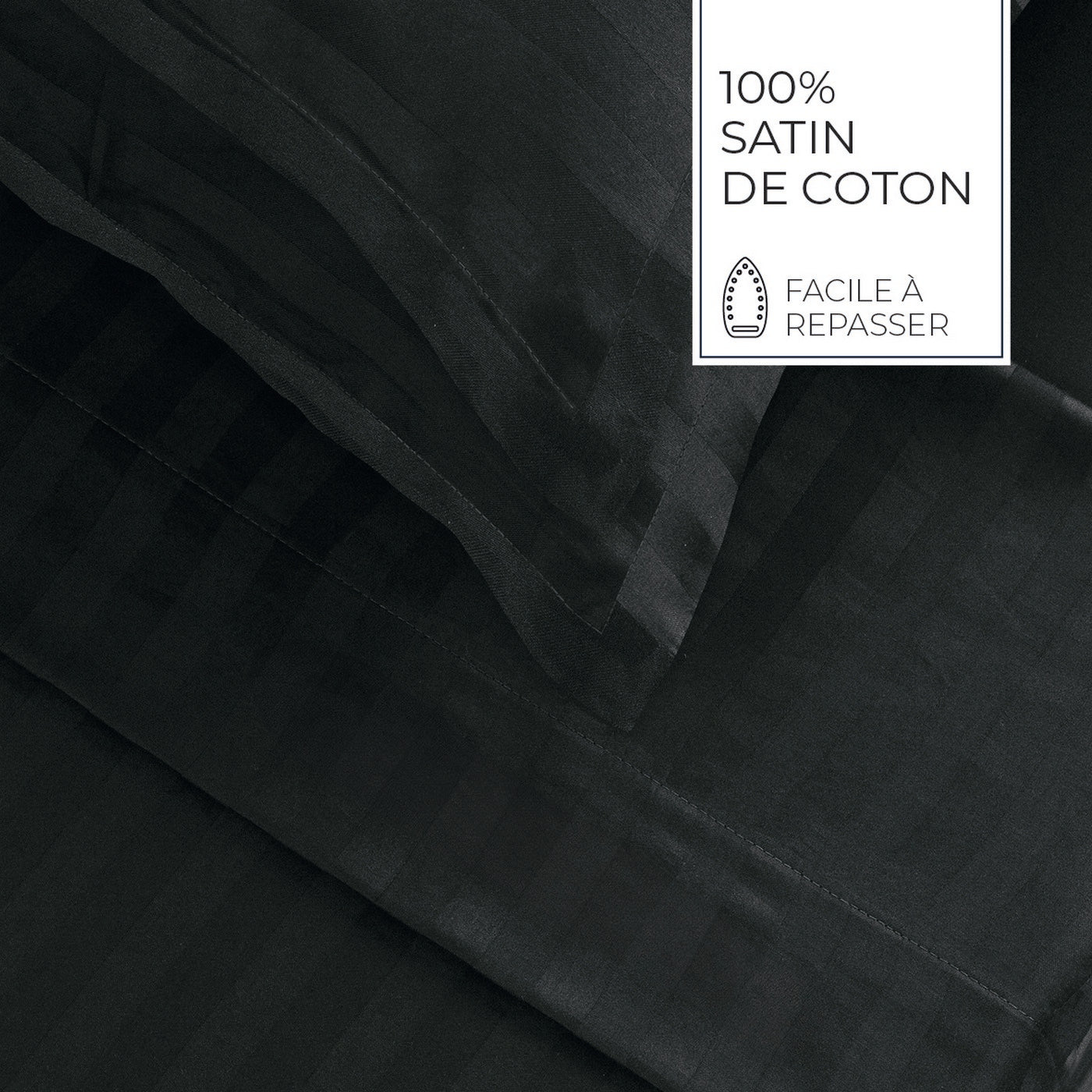 Jacquard - Ensemble De Draps - Satin De Coton Rayure Tissé Dobby - Gris 03