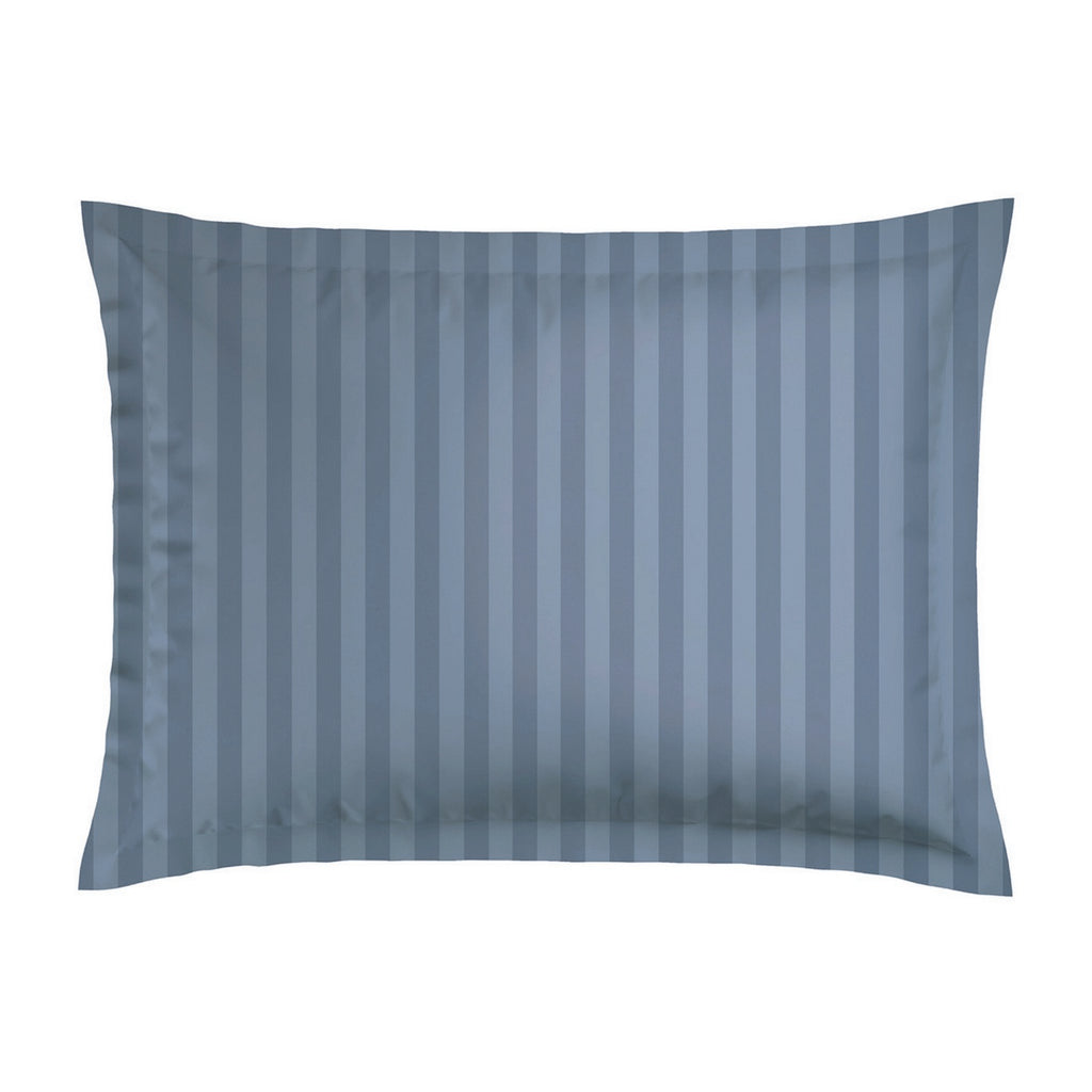 Jacquard - Set De 2 Taies D'Oreiller - Satin De Coton Rayure Tissé Dobby - Bleu 06