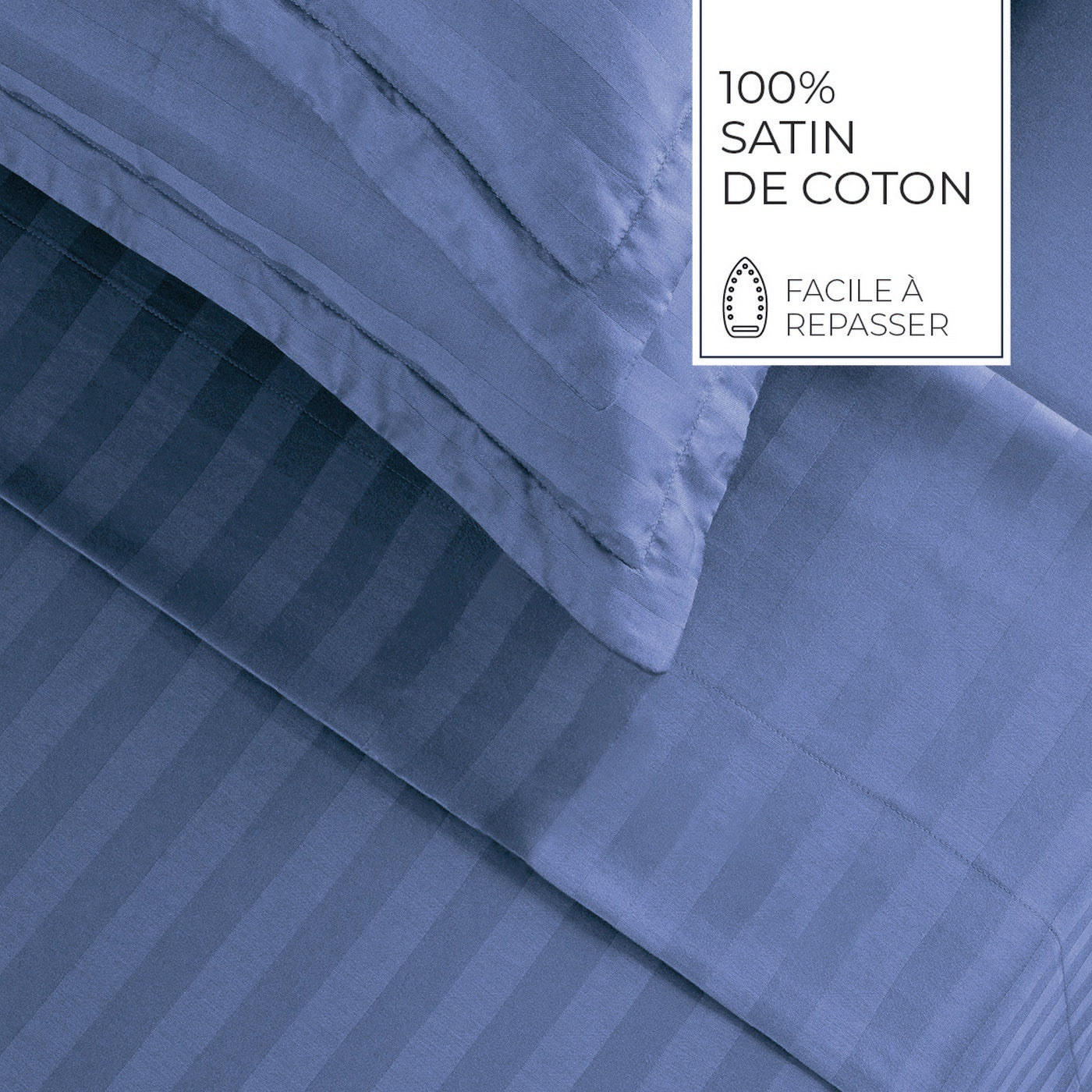 Jacquard - Drap Plat - Satin De Coton Dobby Stripe - Bleu 06
