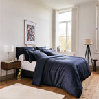 Jacquard - Drap Plat - Satin De Coton Dobby Stripe - Bleu 11