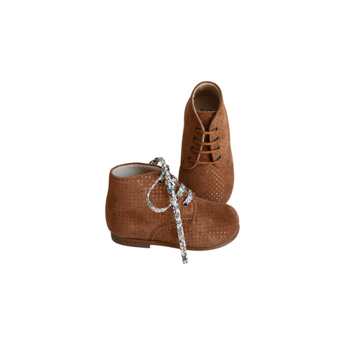 Zapatos Botines Charlie - Piel Camel Lunares Iridiscentes - Niña