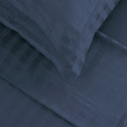 Jacquard - Ensemble De Draps - Satin De Coton Rayure Tissé Dobby - Bleu 11